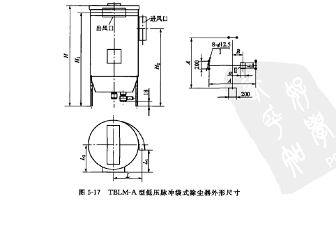 TBLM-A型低壓脈衝袋（dài）式除塵器外形（xíng）尺寸