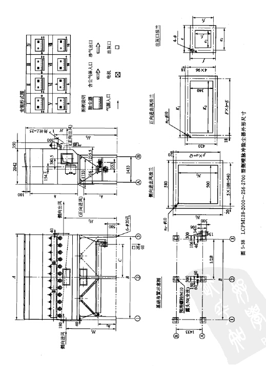 LPCM128-2000~256-2700型側噴脈衝除塵器外形尺寸