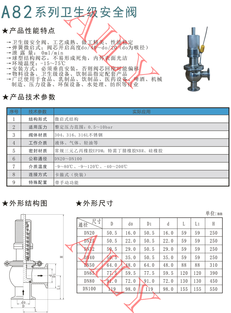 A82係列（liè）衛生級安全閥（fá）