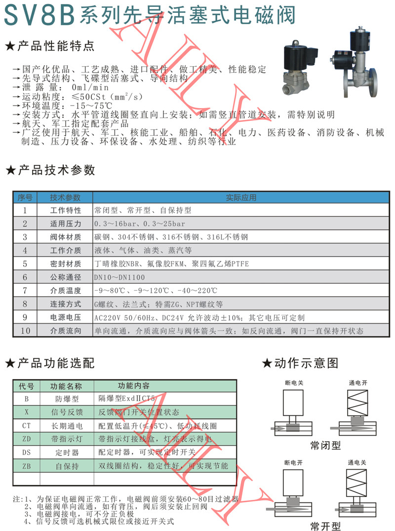 SV8B先導活塞（sāi）式電磁閥