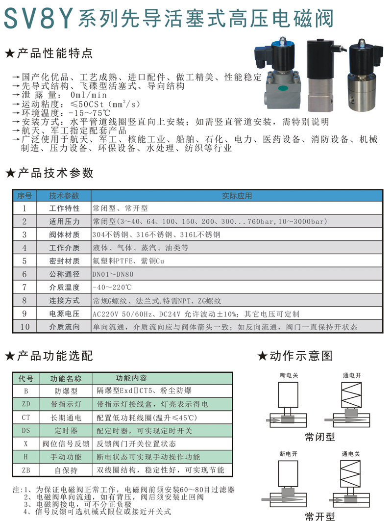 SV8Y先導（dǎo）活（huó）塞式高壓電（diàn）磁閥